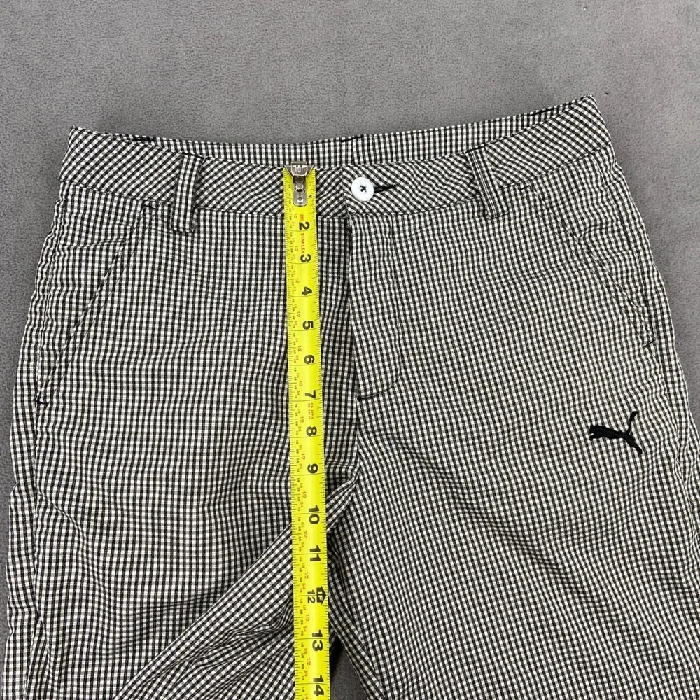 Puma Mens Golf Shorts Black White Gingham Check Plaid Size 30 Performance Sport‎